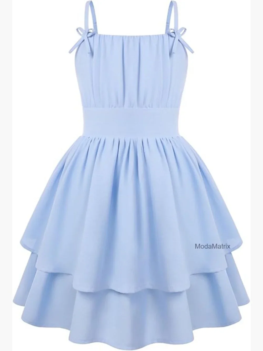 Girls Spaghetti Strap Smocked Back Formal Cami Sundress Tiered 7-14